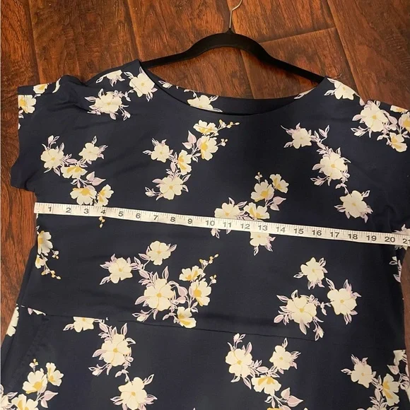J Jill Navy Floral Dress with pockets Large - Picture 9 of 10